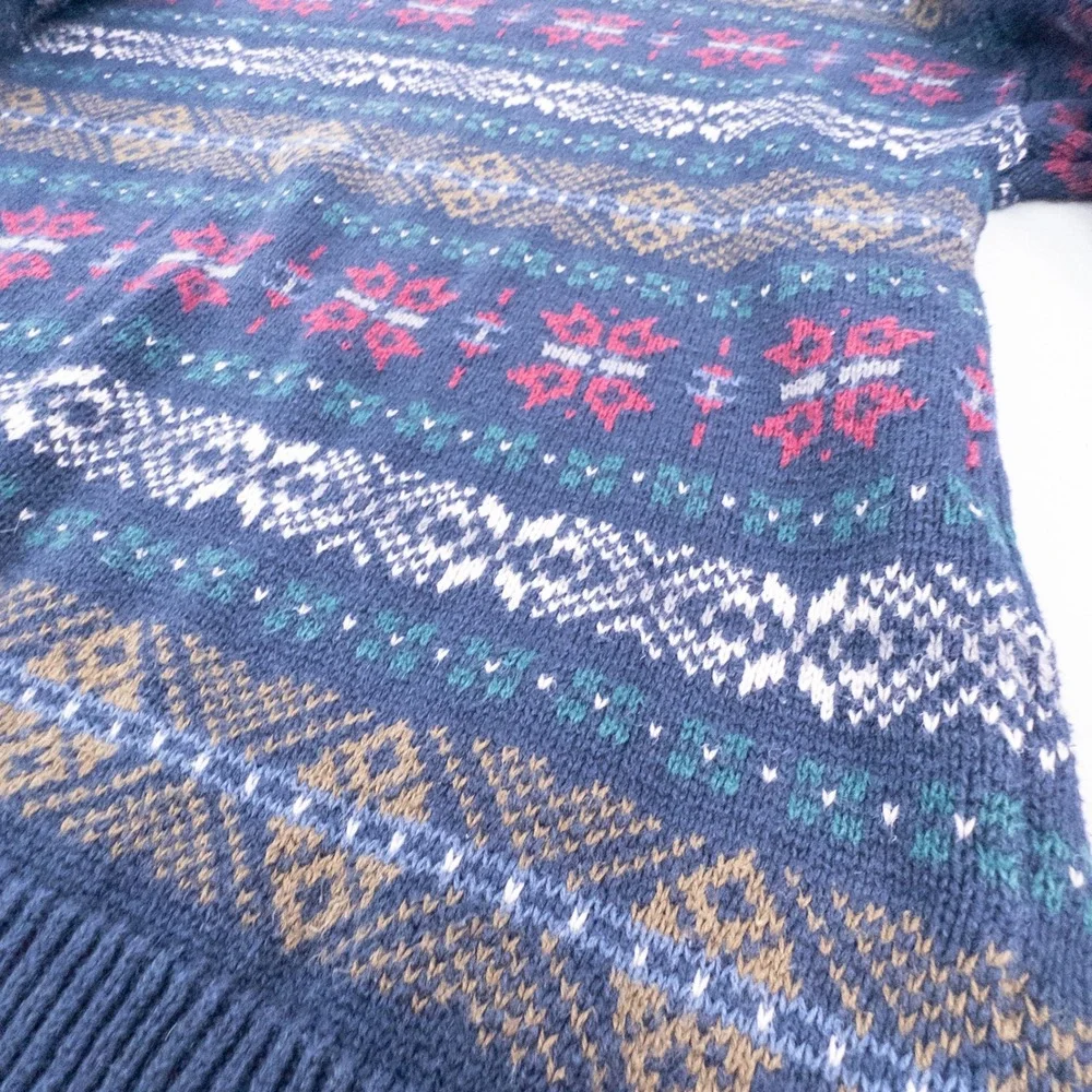 Vintage American Eagle Outfitters Nordic Fair Isle Sweater Unisex Medium Blue